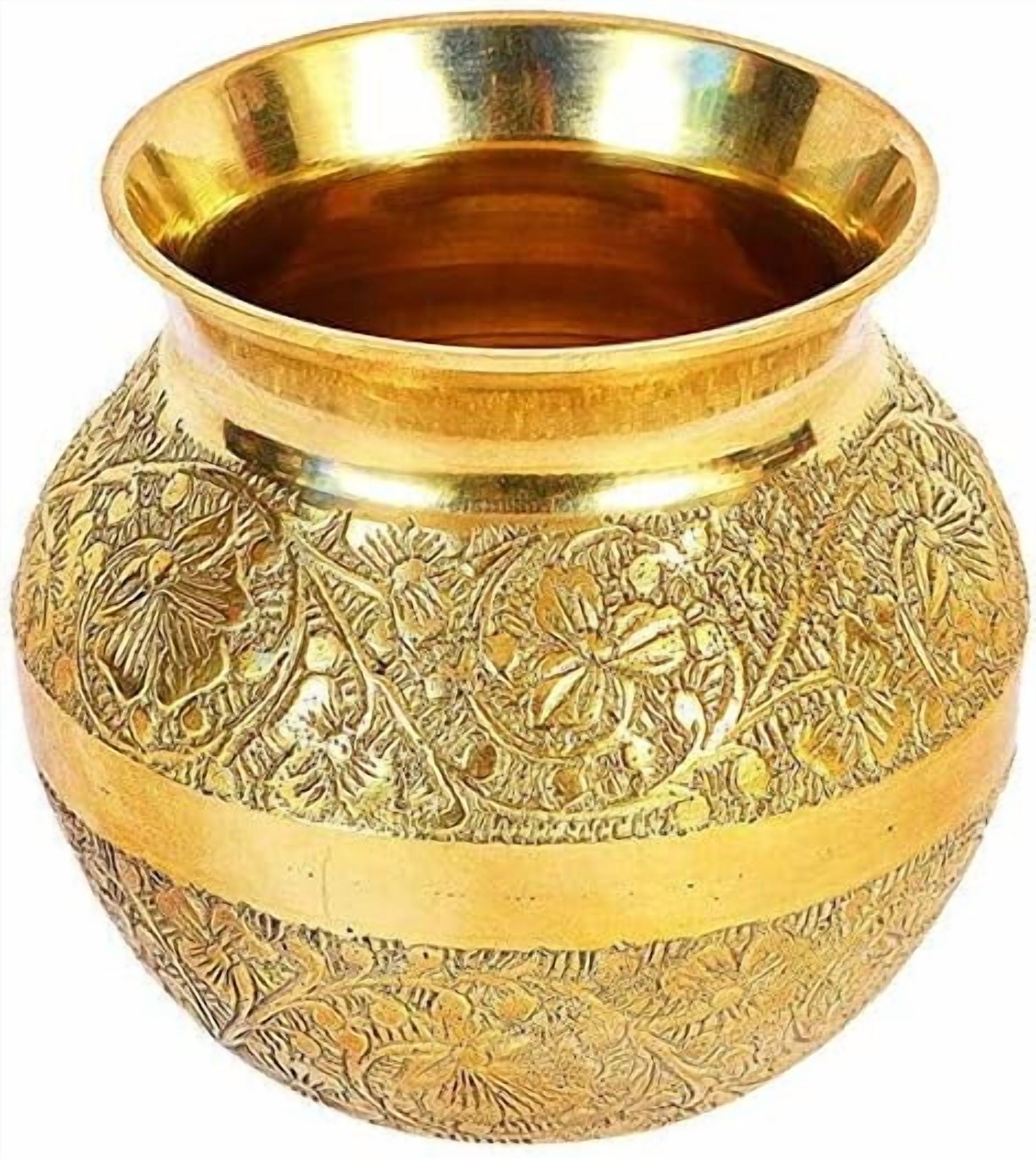 TreegoArt Pure Brass Lota Kalash Copper Medium Size Pot Lota For Festival And Occasion - Pack Of 1 (250 Ml Brass Lota)