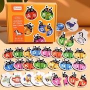 Treehole Ladybug Letters Matching Toy, 52 Pcs, Letter Recognition English Learning Game