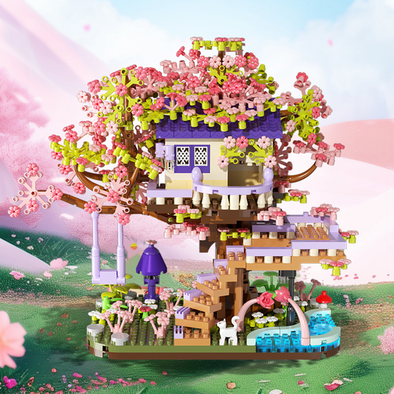 Treehouse Building Block Set for Adults, Flower House DIY Building Kit with Micro Building Blocks Construction Toy for Kids Gifts & Home Decor