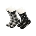 thumbnail image 1 of Treehouse Knit (2 Pack) Colorful Womens Thick Knit Winter Sherpa Fleece Slipper Socks Grippers, 1 of 8