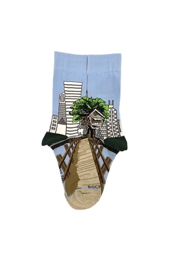Treehouse in the City Socks from the Sock Panda (Adult Small - Shoe Sizes 2-5)