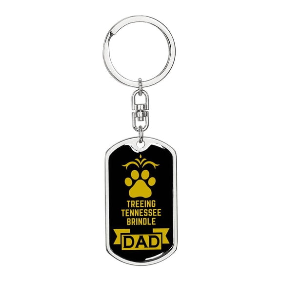 Treeing Tennessee Brindle Dog Tag Keychain Stainless Steel Silver Tone or Gold Tone
