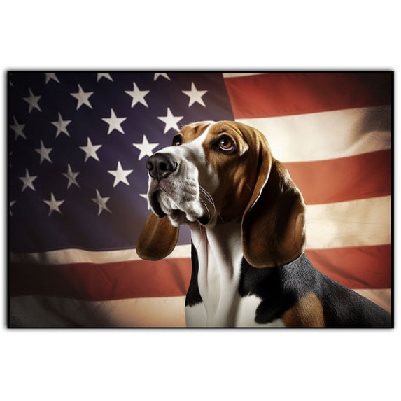Treeing Walker Coonhound Dog 4th of July Painting Canvas, Patriot American Dog Canvas, American Flag Diamond Art Canvas,Perfect for Home Decoration Festival Gift