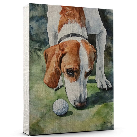 Treeing Walker Coonhound Dog Canvas  Golf Canvas Print of Funny Treeing Walker Coonhound Dog Wall Art, Golf Sports Wall Decor, Home Decor, Dog Lover