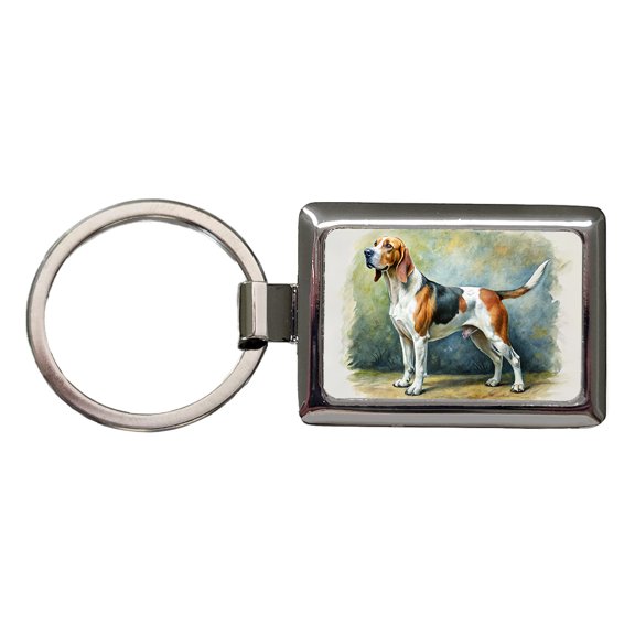 Treeing Walker Coonhound Dog Illustration Metal Rectangle Keychain