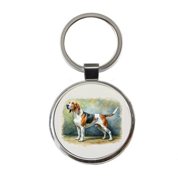Treeing Walker Coonhound Dog Illustration Metal Round Keychain
