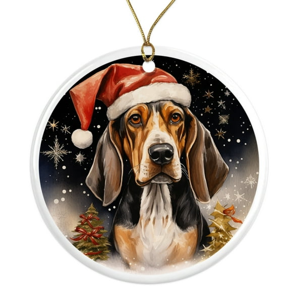 Treeing Walker Coonhound Dog Ornament - Pet Ornament for Christmas Tree - 3" Round Ceramic - Printed in USA - Puppy New Dog - Dog Mom - Dog Dad - Pet Owner - Xmas Decoration DOG0200
