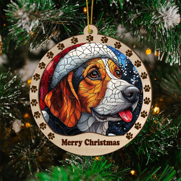 Treeing Walker Coonhound Dog Ornament, Treeing Walker Coonhound Dog SunCatcher Stained Glass Christmas Tree, Treeing Walker Coonhound Dog Decor, Holiday Decorations, Xmas Gift