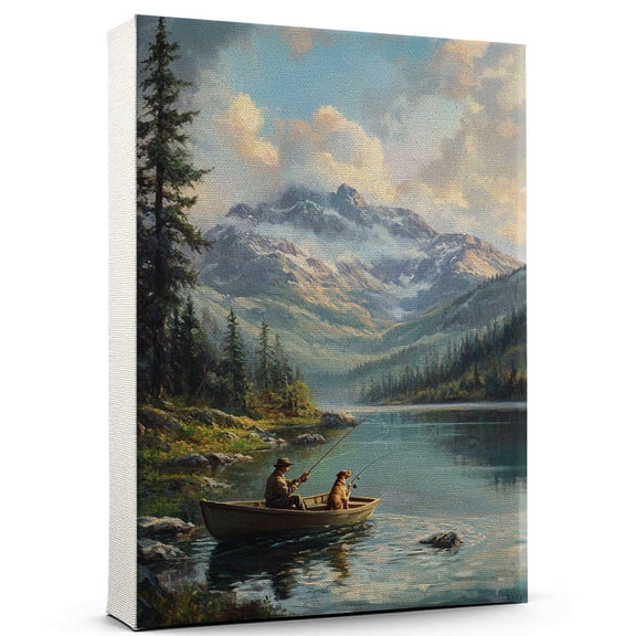 Treeing Walker Coonhound Dog Playing Fishing Canvas  Sports Dog, Perfect for Animal Lovers, Treeing Walker Coonhound Dog Canvas, Fishing Canvas Wall Art for Rooms