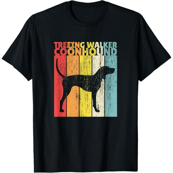 Treeing Walker Coonhound Vintage Tshirt Dog Retro Style GiftMen's and women's gift, black and white T-shirt, size: Extra large S-4XL