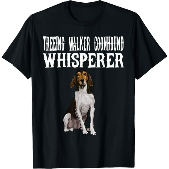 Treeing Walker Coonhound Wisperer Funny Dog Lover Gift T-ShirtMen's and women's gift, black and white T-shirt, size: Extra large S-4XL