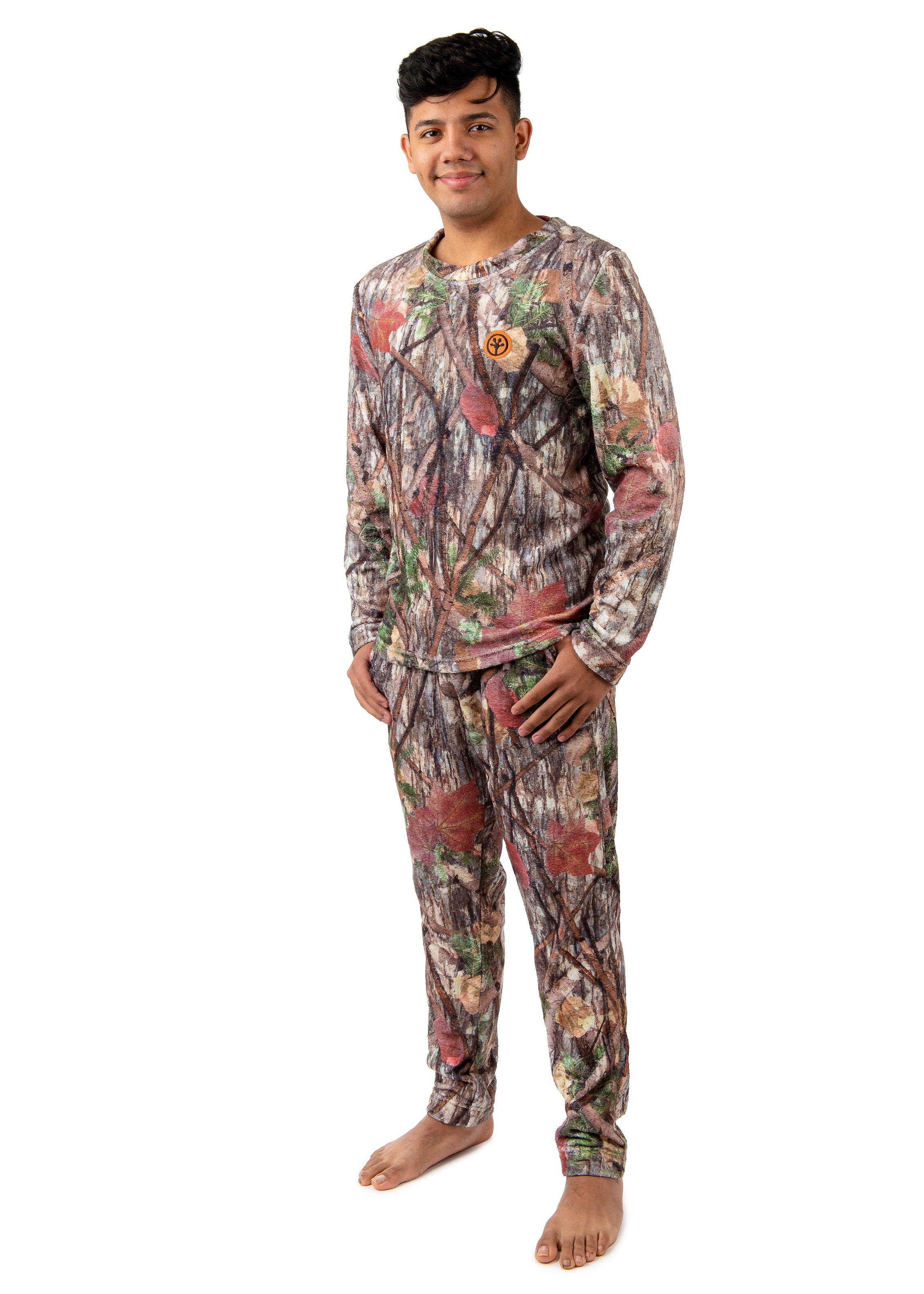 Treel Adult Men's Coral Fleece Camo Piece Pajama Top and Pants