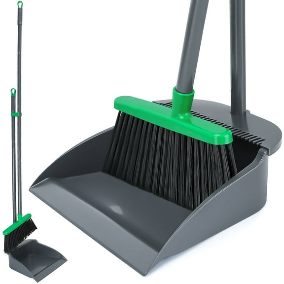Treelen Broom whit Dustpan Combo Set for House Floor Cleaning Green