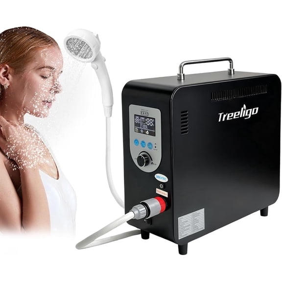 Treeligo Portable Propane Water Heater with Battery Powered Shower Pump, On-Demand Instant Hot Water for Outdoor Camping, RV, Van Life  4500mAh Rechargeable, 3-Second Heating, 100 Mins Continuous Us