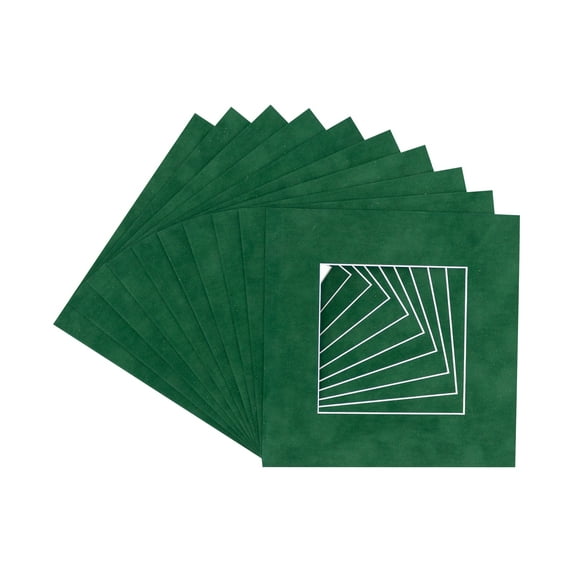 Treeline Suede Acid Free 16x16 Picture Frame Mats with White Core Bevel Cut for 8x8 Pictures - Fits