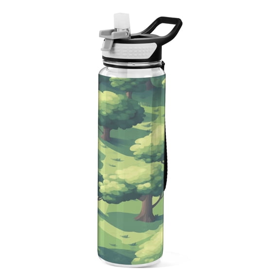 Trees 1000ml Tritan Sport Bottle Straw LeakProof Food-Grade Portable Wide Handle