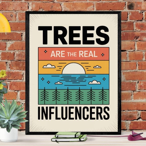 Trees Are The Real Influencers Nature Message poster Wall Art Decor 8x12 UNFRAMED