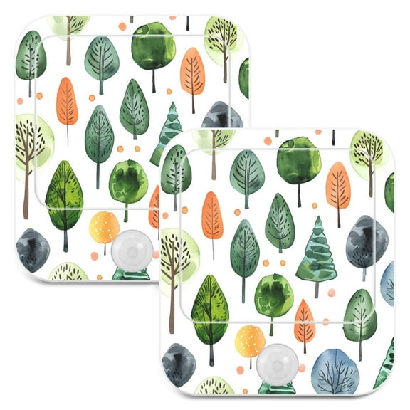 Trees Christmas 2 Pack LED Motion Sensor Night Light Plug into Wall Auto Dusk to Dawn Adjustable Brightness for Kids Bedroom Hallway Nursery Room