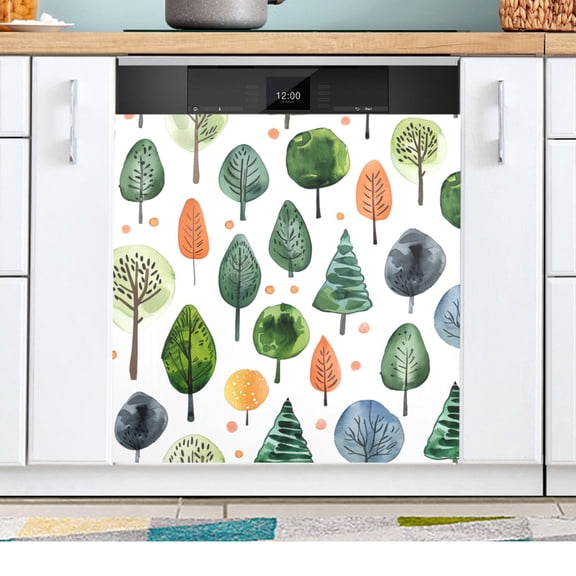 Trees Christmas Dishwasher Magnetic Refrigerator Magnet Cover Kitchen Art Panel Decal Sticker Home Decorative 23"x26"