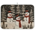 thumbnail image 1 of Trees Christmas Snowman Dish Drying Mat Dish Drainer Rack Mats Water Absorbent Non-Slip Easy Clean Heat Resistant for Kitchen Counter, 1 of 8
