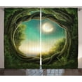 thumbnail image 1 of Ambesonne Forest Curtains 2 Panel Set, Tree, 108" x 84", Cream Green Teal, 1 of 2
