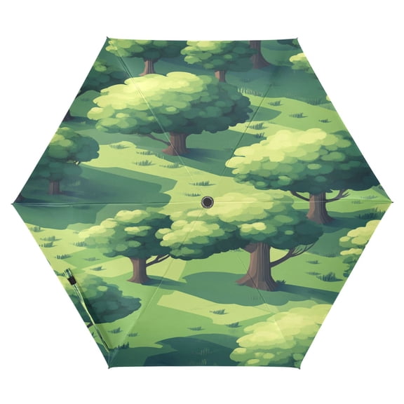 Trees Folding Umbrella UV50+ Waterproof Sun Protection Auto Open Close Compact Fiberglass Frame