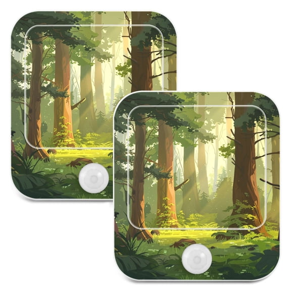 Trees Forest 2 Pack LED Motion Sensor Night Light Plug into Wall Auto Dusk to Dawn Adjustable Brightness for Kids Bedroom Hallway Nursery Room