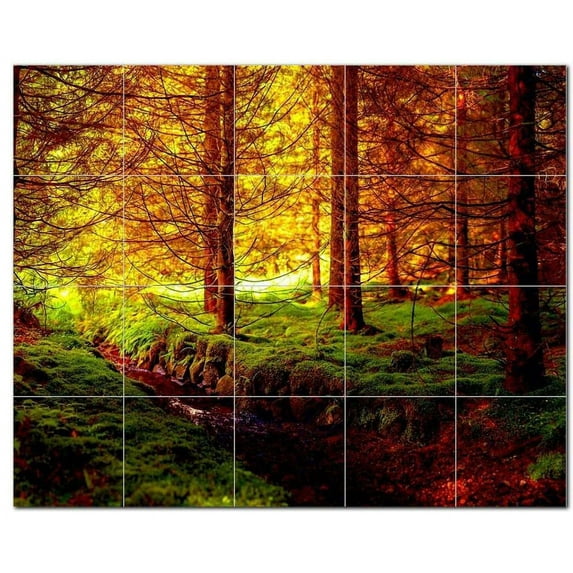 Trees Forest Ceramic Tile Mural Kitchen Backsplash Bathroom Shower, 401651-XL54