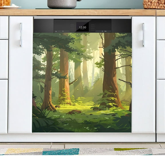 Trees Forest Dishwasher Magnetic Refrigerator Magnet Cover Kitchen Art Panel Decal Sticker Home Decorative 23"x26"