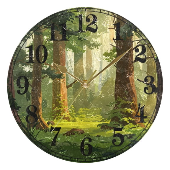 Trees Forest Silent Wall Clock 10" Non-Ticking Battery Clock