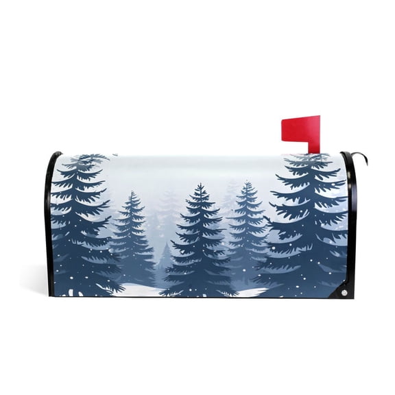 Trees Forest Snow Mailbox Covers Magnetic Post Box Cover Wraps Standard Size 21"x18" Waterproof Home Garden Yard Outside Decor