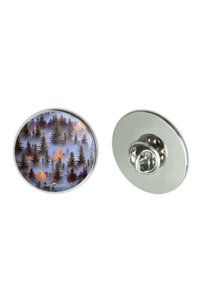 Trees Forest Woods Outdoors Camping Pattern Metal 1.1" Tie Tack Hat Lapel Pin Pinback
