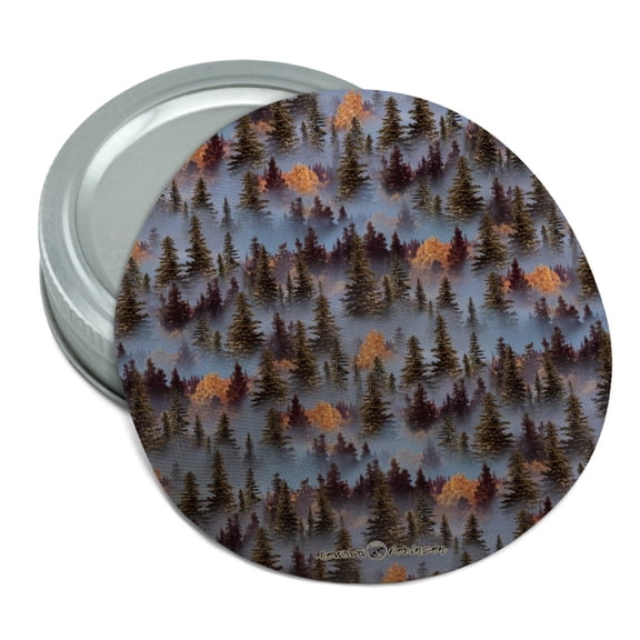 Trees Forest Woods Outdoors Camping Pattern Round Rubber Non-Slip Jar Gripper Lid Opener