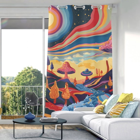 Trees Groovy Landscape Blackout Curtain Panels Drapes Privacy Assured with Light Filtering Curtains for Living room Bedroom Bathroom Window