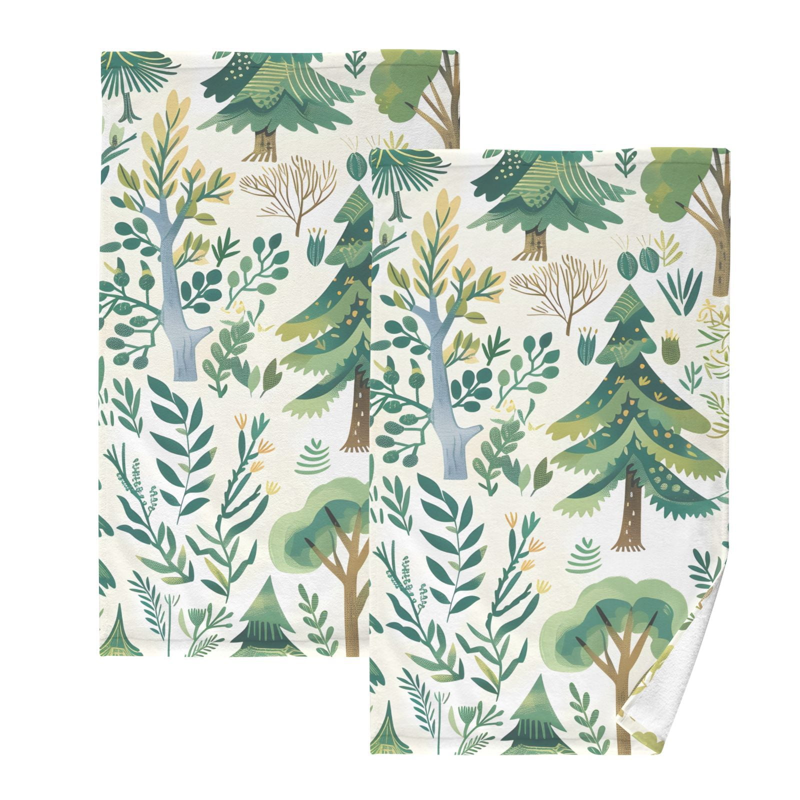 Trees Hand Towels Cotton Bath Towels Large Face Towels Absorbent for Bathroom 2 Packs