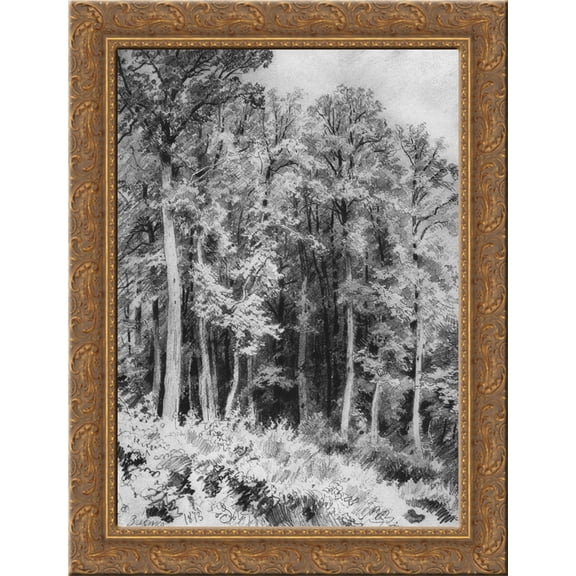 Trees. Kozlovka-Zaseka 24x18 Gold Ornate Wood Framed Canvas Art by Ivan Shishkin