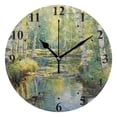 thumbnail image 1 of Trees Lake Forest Black 10 inch Wall Clocks Non Ticking Easy to Read Battery Decorative for Home Bathroom Kitchen Bedroom Living Room, 1 of 8