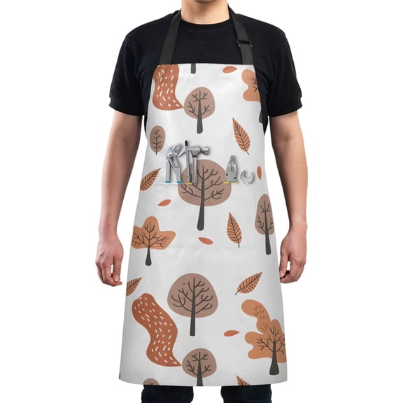 Trees Leaf Kitchen Apron with 2 Pockets Adjustable waterproof Cooking Aprons for Women Men Chef