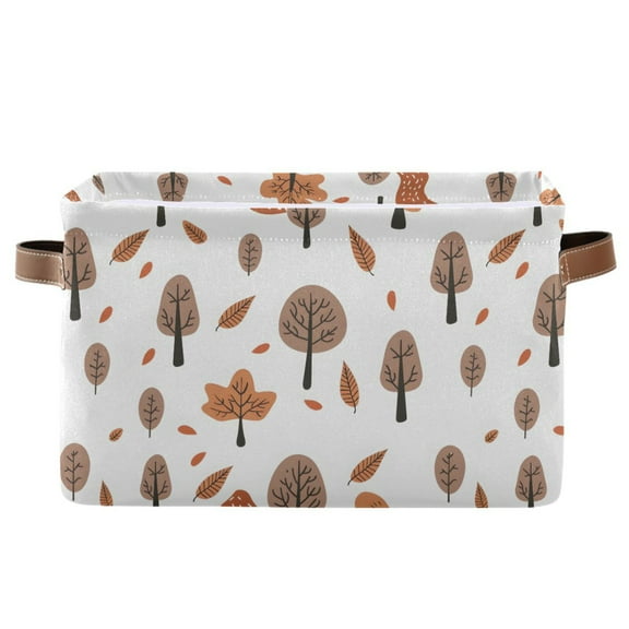 Trees Leaf Storage Bins with Handle Fabric Organizer Basket Foldable Box 1 Pack 14.2x10.2x8.3