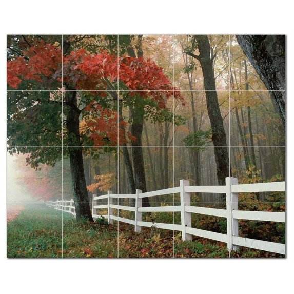 Trees Leaves Ceramic Tile Mural Kitchen Backsplash Bathroom Shower, 406017-M54