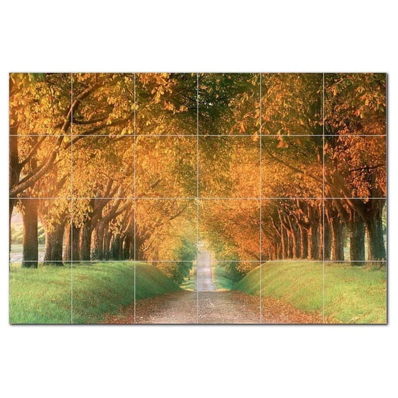Trees Leaves Ceramic Tile Mural Kitchen Backsplash Bathroom Shower, 406024-XL64