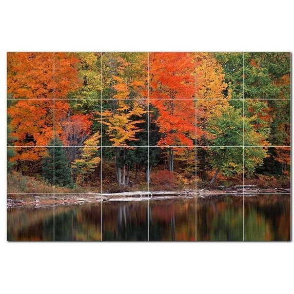 Trees Leaves Ceramic Tile Mural Kitchen Backsplash Bathroom Shower, 406027-M64