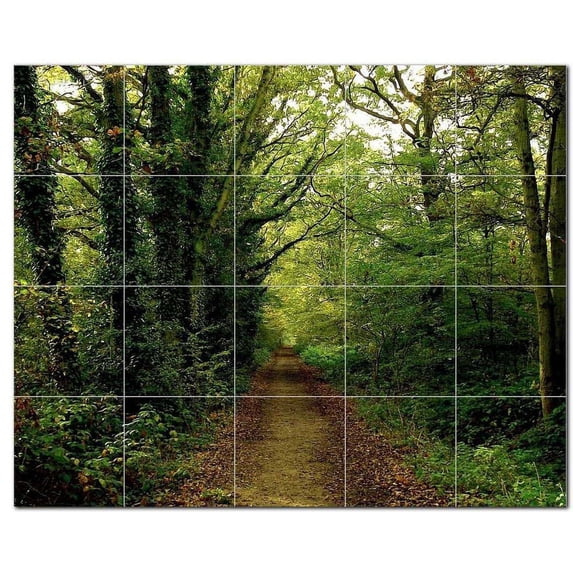 Trees Leaves Ceramic Tile Mural Kitchen Backsplash Bathroom Shower, 406042-M54