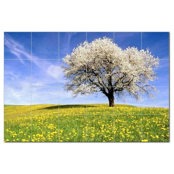 Trees Leaves Ceramic Tile Mural Kitchen Backsplash Bathroom Shower, 406047-L64