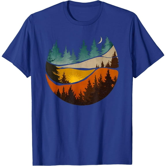 Trees Nature Mountains Adventure Outdoor Wildlife Forest Unisex T-Shirt for Men Women Kids Toddler,Royal Blue Color,Size YXS