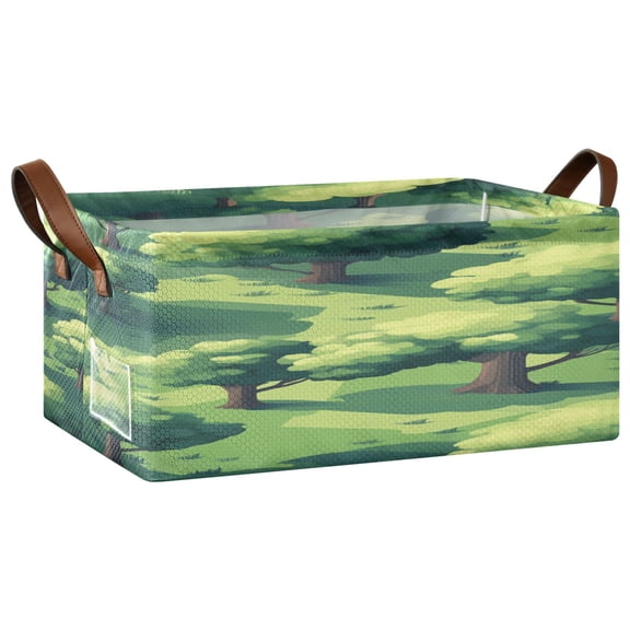 Trees Open Home Storage Bins Foldable Metal Frame Shelf Baskets 16.9x11.4x7.7in Water-Resistant