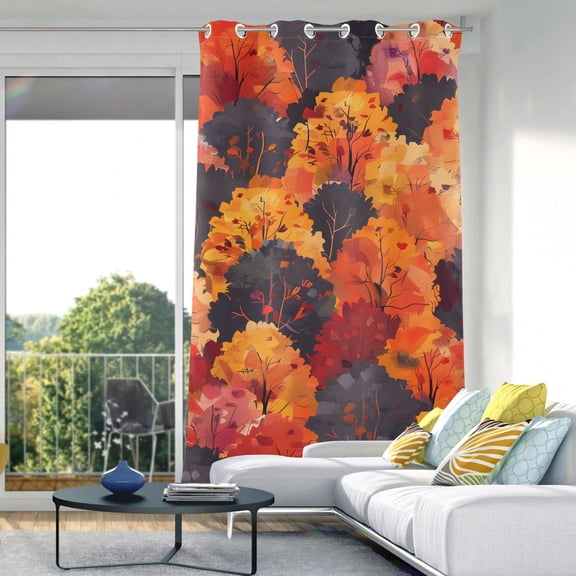 Trees Orange Autumn Blackout Curtain Panels Drapes Privacy Assured with Light Filtering Curtains for Living room Bedroom Bathroom Window
