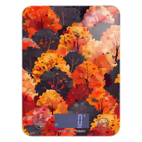 Trees Orange Autumn Food Scale Digital Kitchen Scale Waterproof Tempered Glass Tare Function 11 lb for Baking Cooking Meal Prep