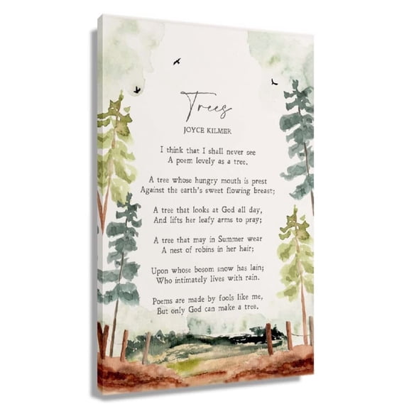 Trees Poem By Joyce Kilmer Poetry Poster Bedroom Wall Prints Picture Decorative Canvas Gallery Art Decoration Painting Oil Home Artwork Printing Pictures Giclee on Canvas Rectangle Painting