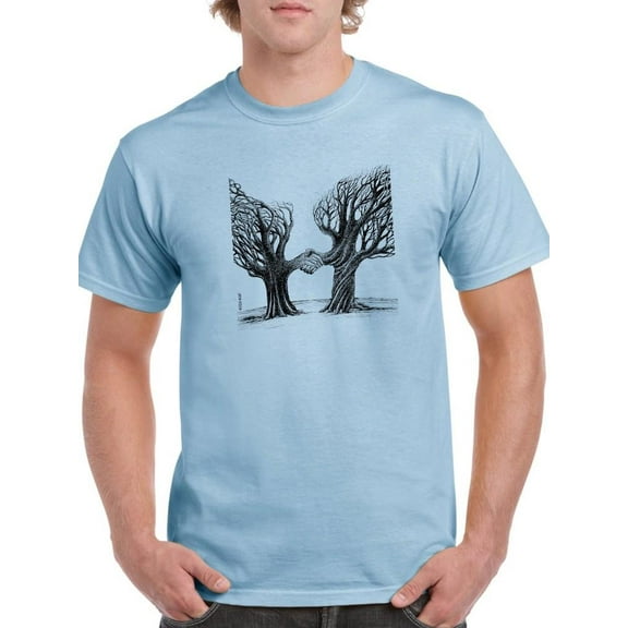 Trees Shaking Hands T-Shirt Men -Mohsen Najafi Designs, Male Medium